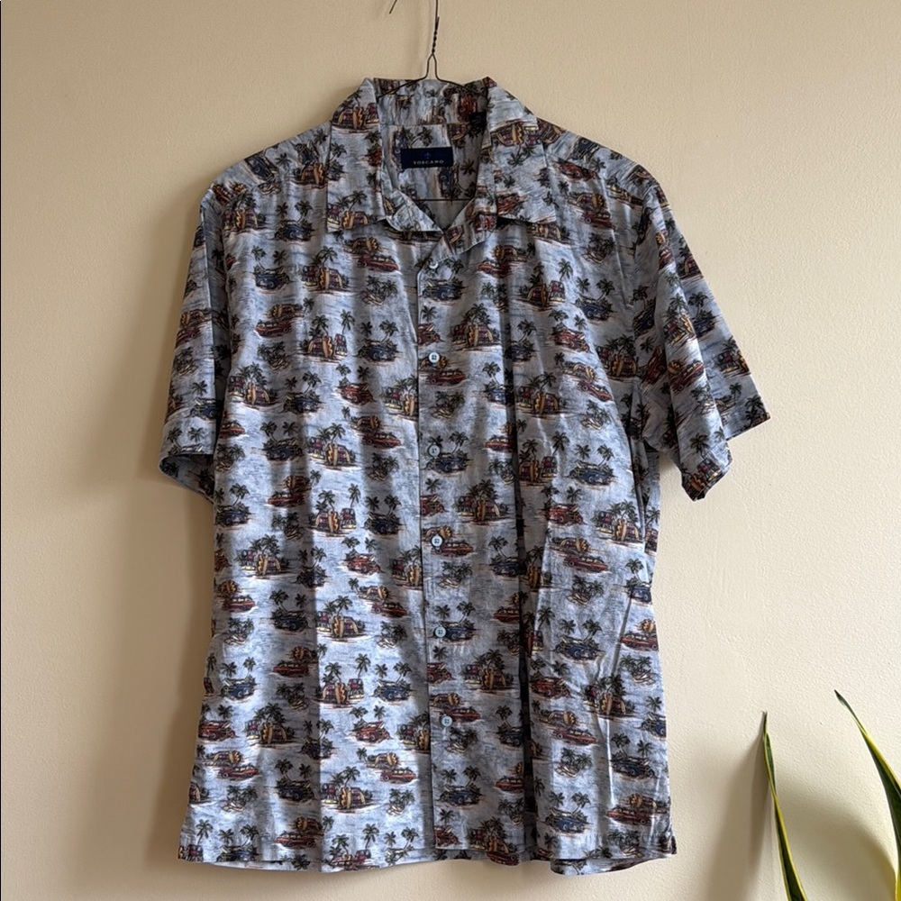 Men's Hawaiian Blue Patterned Shirt